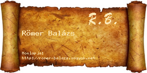 Römer Balázs névjegykártya